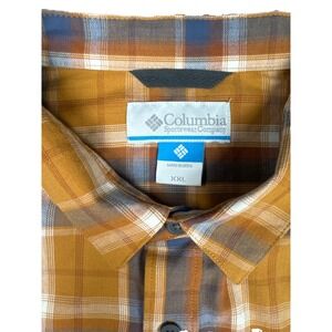 Columbia Men's Long sleeve Plaid Flannel Button Down Shirt Orange Blue Size XXL